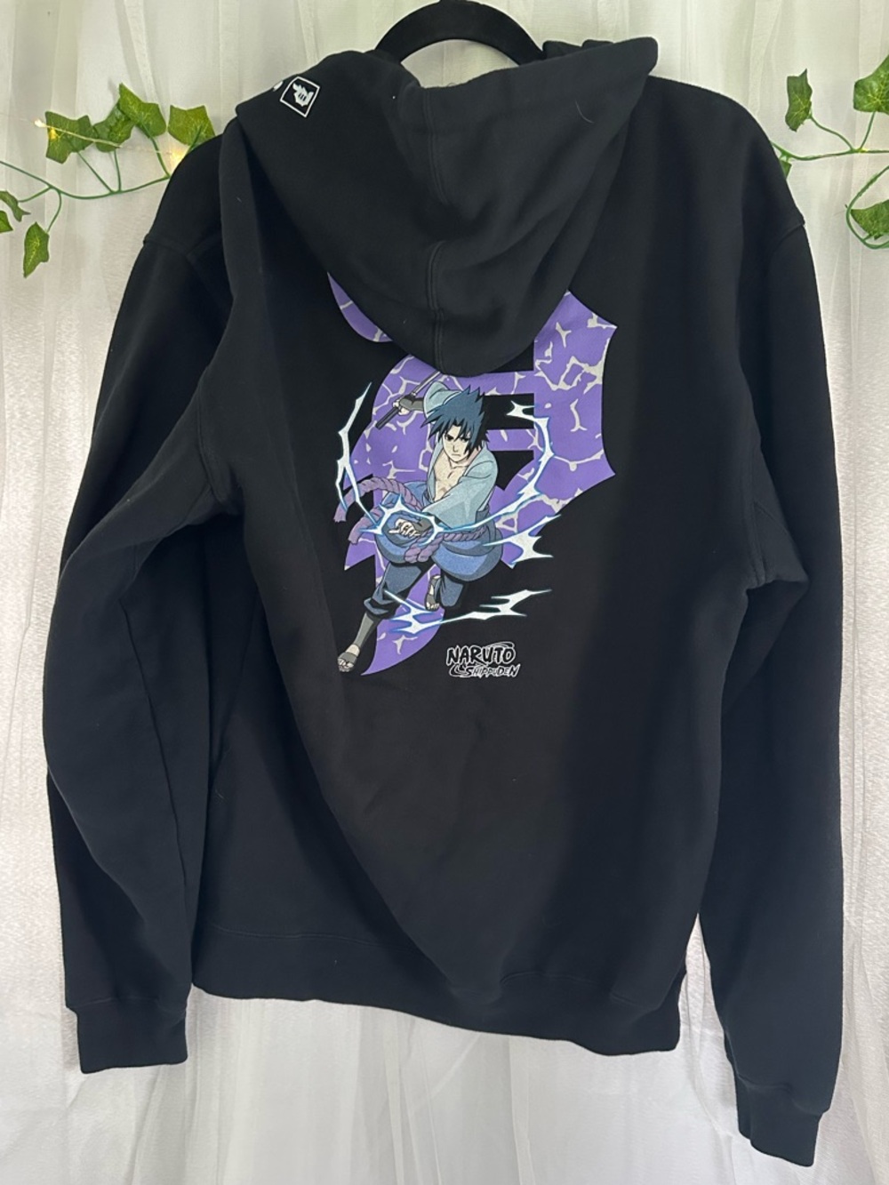 Primitive Black Crewneck Hoodie with Purple 'P' Graphic